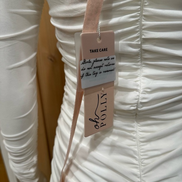 Oh Polly Fantasy Long Sleeve Ruched Sheer Dress Size 2 NWT! Lace Up Baby Doll - Picture 9 of 16